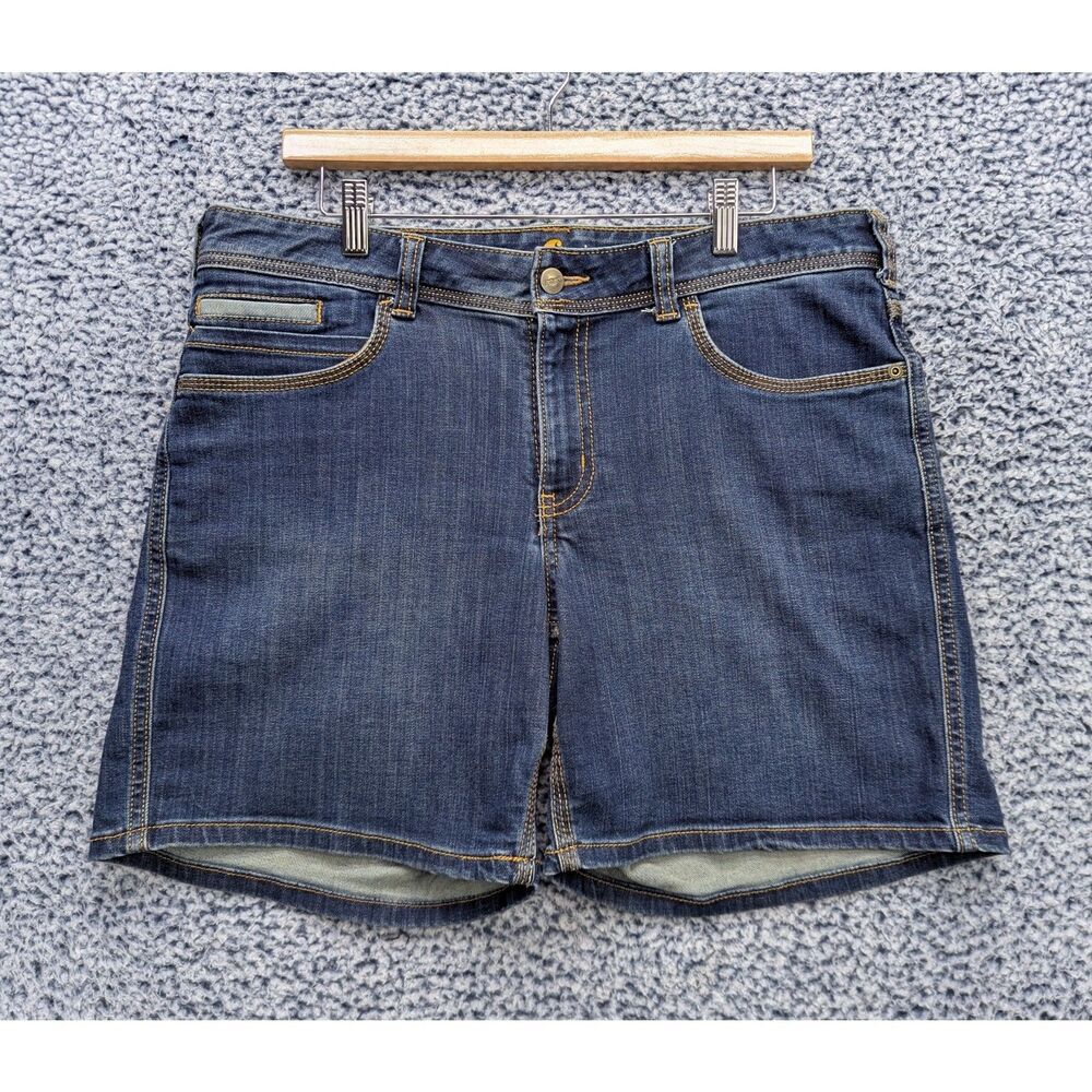 Carhartt Denim Midrise Shorts Size 14 Casual Travel Outdoor Hiking Workwear Blue